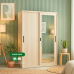 Barda All Metal Compact Cabinet with Mirror Sliding Door Light Oak finish Barda All Metal Compact Cabinet with Mirror Sliding Door Light Oak finish