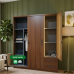 Freya All Metal Cabinet with Mirror Sliding Door in Walnut finish