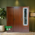 Freya All Metal Cabinet with Mirror Sliding Door in Walnut finish