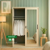 Barda All Metal Compact Cabinet with Mirror Sliding Door Light Oak finish Barda All Metal Compact Cabinet with Mirror Sliding Door Light Oak finish