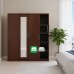 Amelia All Metal Walnut Color Wardrobe Cabinet  