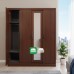 Amelia All Metal Walnut Color Wardrobe Cabinet  