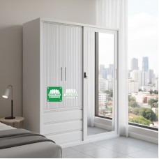 Elektra All-Metal Dual Door Wardrobe Cabinet with Mirror