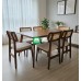 Caseo Rattan Back  Dining set for Six Walnut Color