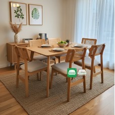 Caseo Rattan Back Dining set for Six Light Oak Color