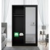Eclipse All Metal Cabinet with Mirror Sliding Door in Black Geo door finish