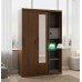 Adeline All Metal Cabinet with Mirror Sliding Door in Walnut finish