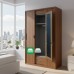 Adeline All Metal Cabinet with Mirror Sliding Door in Walnut finish