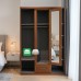 Adeline All Metal Cabinet with Mirror Sliding Door in Walnut finish