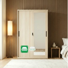 Barda All Metal Compact Cabinet with Mirror Sliding Door Light Oak finish Barda All Metal Compact Cabinet with Mirror Sliding Door Light Oak finish
