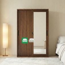 Barda All Metal Compact Cabinet with Mirror Sliding Door Walnut finish Barda All Metal Compact Cabinet with Mirror Sliding Door Walnut finish