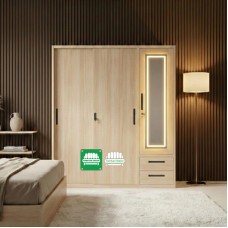 Freya All Metal Cabinet with Mirror Sliding Door in Natural finish Freya All Metal Cabinet with Mirror Sliding Door in Natural finish
