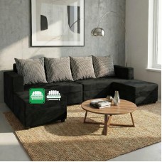 Regina Lshape Reversible Sofa in Gray Black design pillows Regina Lshape Reversible Sofa in Gray Black design pillows