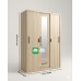 Adeline All Metal Cabinet with Mirror Sliding Door in Wood Natural finish