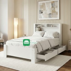 Aria Single Bed frame with Headboard and Side Storage