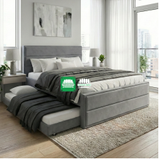 Althea Queen size bed frame only with Single size pull away