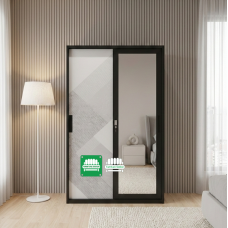 Eclipse All Metal Cabinet with Mirror Sliding Door in Black Geo door finish