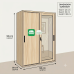 Barda All Metal Compact Cabinet with Mirror Sliding Door Light Oak finish Barda All Metal Compact Cabinet with Mirror Sliding Door Light Oak finish