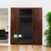 Amelia All Metal Walnut Color Wardrobe Cabinet  