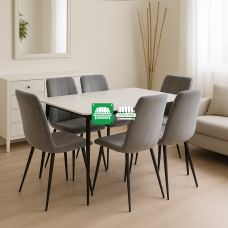 Nesto Modern Marble style  Dining Set for Six (6)