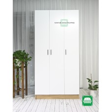 Sim 3 Door Wardrobe Cabinet in White & Oak
