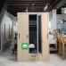 Adeline All Metal Cabinet with Mirror Sliding Door in Wood Natural finish Adeline All Metal Cabinet with Mirror Sliding Door in Wood Natural finish