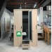 Adeline All Metal Cabinet with Mirror Sliding Door in Wood Natural finish Adeline All Metal Cabinet with Mirror Sliding Door in Wood Natural finish