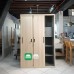 Adeline All Metal Cabinet with Mirror Sliding Door in Wood Natural finish Adeline All Metal Cabinet with Mirror Sliding Door in Wood Natural finish