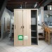 Adeline All Metal Cabinet with Mirror Sliding Door in Wood Natural finish Adeline All Metal Cabinet with Mirror Sliding Door in Wood Natural finish
