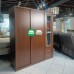 Freya All Metal Cabinet with Mirror Sliding Door in Walnut finish
