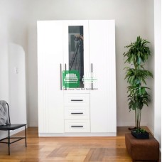 Bella Elegant Wardrobe Cabinet in White Mid Gloss