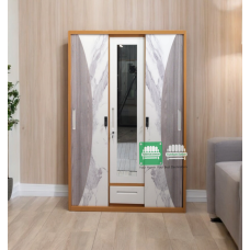 Caitlin All Metal Compact Cabinet with Mirror  (Sliding Doors)