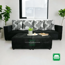 Regina Lshape Reversible Sofa in Black and Gray pillows