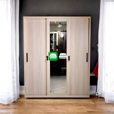 Vecna Three Door  All Metal Cabinet with Mirror Sliding Door
