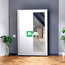 Alba  All Metal Cabinet with Mirror Sliding Door in White finish