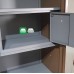 Calix  All Metal Cabinet with Mirror Sliding Door and Drawers  Walnut finish