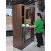 Calix  All Metal Cabinet with Mirror Sliding Door and Drawers  Walnut finish