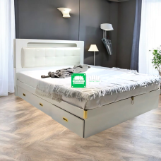 Dustin Marie Queen size bed frame with storage and built in night lamp