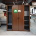 Amelia All Metal Walnut Color Wardrobe Cabinet  