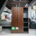Adeline All Metal Cabinet with Mirror Sliding Door in Walnut finish