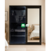 Calixto All Metal Two Door Sliding Door Cabinet Black and Oak Combination Calixto All Metal Two Door Sliding Door Cabinet Black and Oak Combination